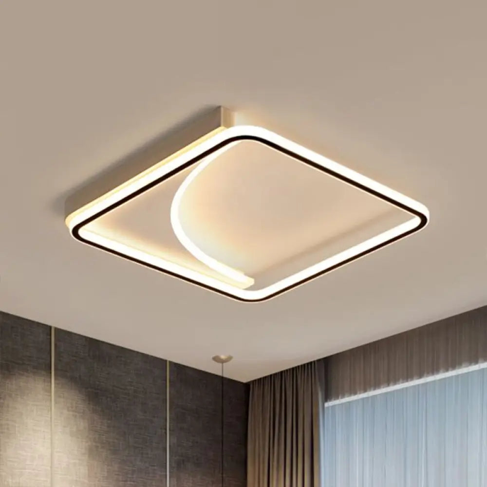 Black Square Led Flush Mount Ceiling Light With Minimalistic Design / 16.5’ Remote Control