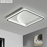 Black Square Led Flush Mount Ceiling Light With Minimalistic Design / 16.5 White