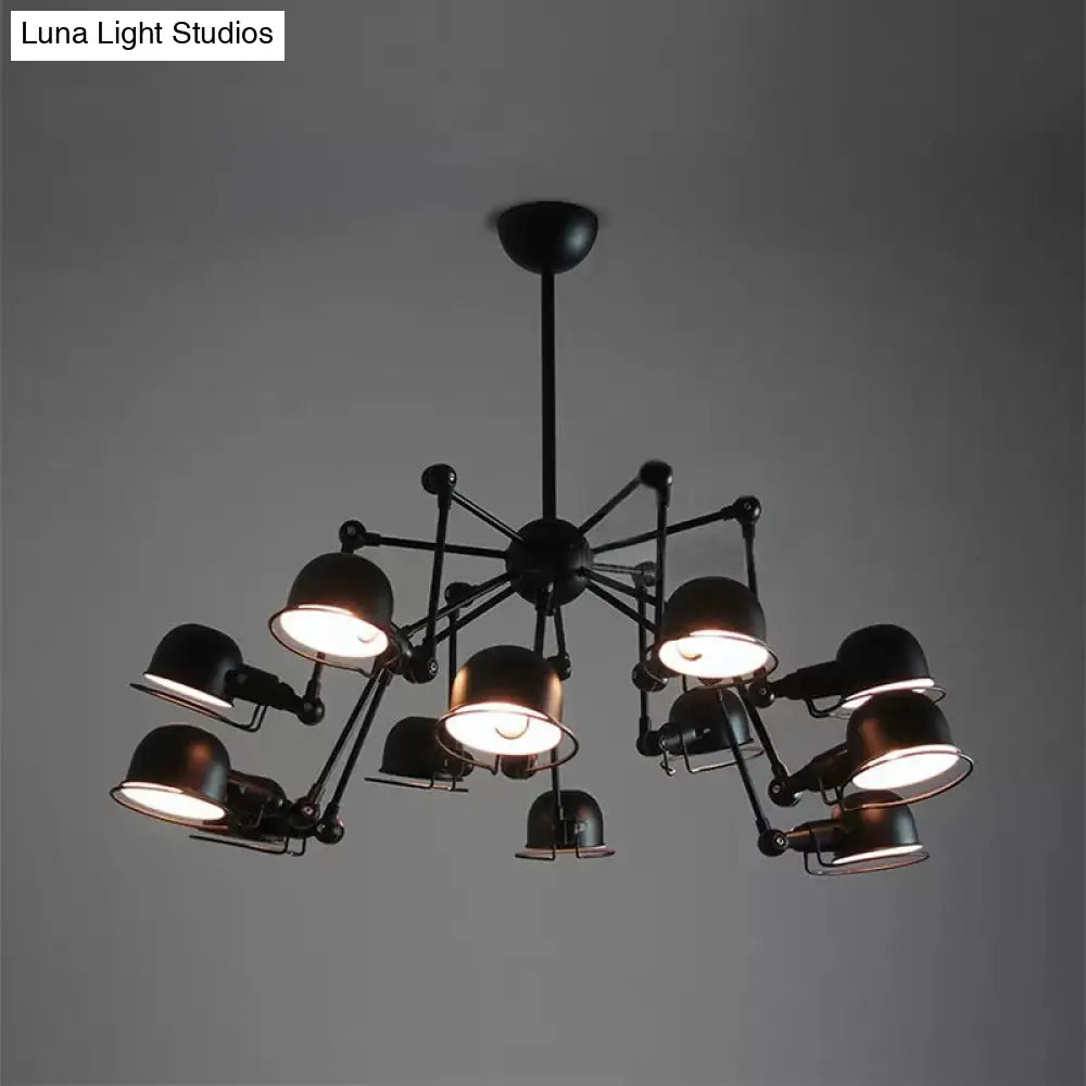 Black Starburst Hanging Light Retro Chandelier With Metal Dome Shade For Dining Room
