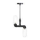 Black Steampunk Ceiling Chandelier With Clear/Amber Glass Capsule Lights Clear / B