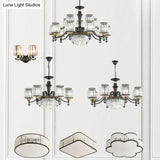 Black Tapered Chandelier With Clear Crystal Shade - Simple Drop Lamp For Elegant Lighting