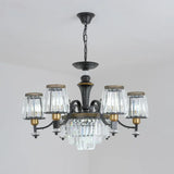 Black Tapered Chandelier With Clear Crystal Shade - Simple Drop Lamp For Elegant Lighting 6 /
