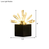 Black Tapered Task Light With Beveled Crystal - 3 Heads Nightstand Lamp For Bedroom