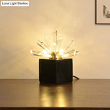 Black Tapered Task Light With Beveled Crystal - 3 Heads Nightstand Lamp For Bedroom