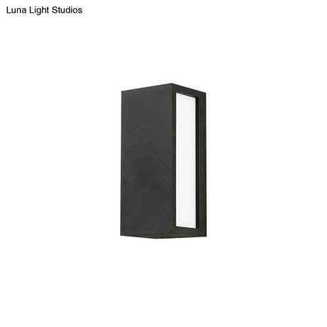 Black Textured Led Wall Mounted Light - Simple Metallic Sconce Lighting For Patio