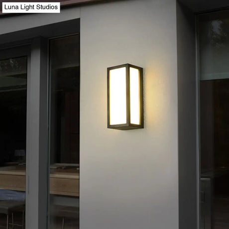 Black Textured Led Wall Mounted Light - Simple Metallic Sconce Lighting For Patio