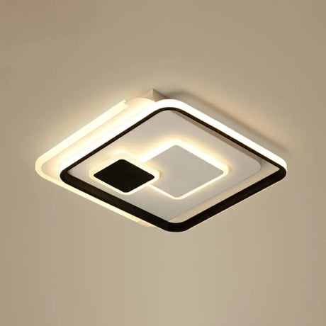 Black Ultrathin Led Flushmount Ceiling Light For Minimalist Bedroom Lighting / 20.5’