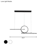 Black/White Metal Suspension Light: Modern Bar And Circle Design Led Island Lighting For Dining Room
