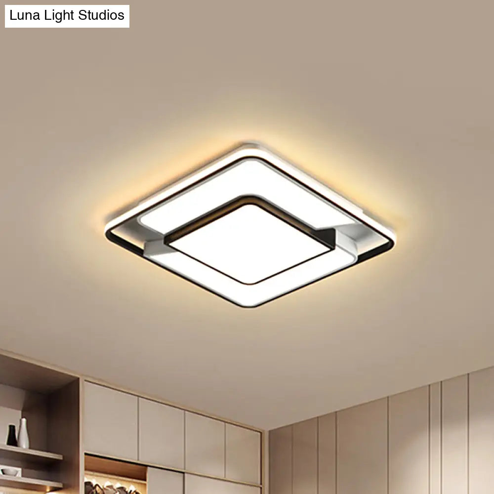 Black - White Modern Spliced Led Ceiling Lamp For Bedroom - 18’/21.5’ Wide