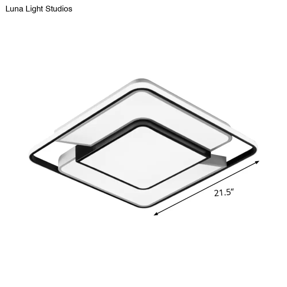 Black - White Modern Spliced Led Ceiling Lamp For Bedroom - 18’/21.5’ Wide