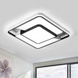 Black - White Modern Spliced Led Ceiling Lamp For Bedroom - 18’/21.5’ Wide / 18’