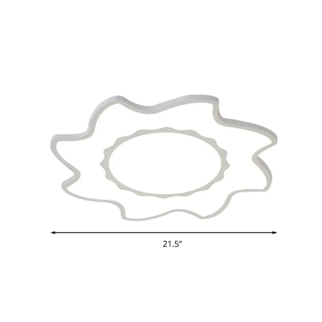 Blazing Sun Cartoon Acrylic Led Ceiling Lamp - White Flush Light For Nursing Room