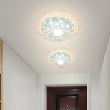 Bloom Flush Mount Lamp - 7’/9’ Minimal Clear Crystal Led White Close To Ceiling Lighting For