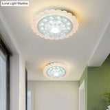 Bloom Flush Mount Lamp - 7’/9’ Minimal Clear Crystal Led White Close To Ceiling Lighting For