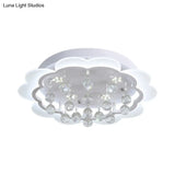 Bloom Led Ceiling Light With Crystal Ball White Acrylic Flush Mount - 22’/25.5’ Width