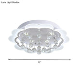 Bloom Led Ceiling Light With Crystal Ball White Acrylic Flush Mount - 22’/25.5’ Width