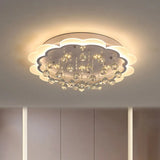 Bloom Led Ceiling Light With Crystal Ball White Acrylic Flush Mount - 22’/25.5’ Width / 25.5’
