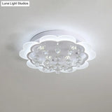 Bloom Led Ceiling Light With Crystal Ball White Acrylic Flush Mount - 22’/25.5’ Width