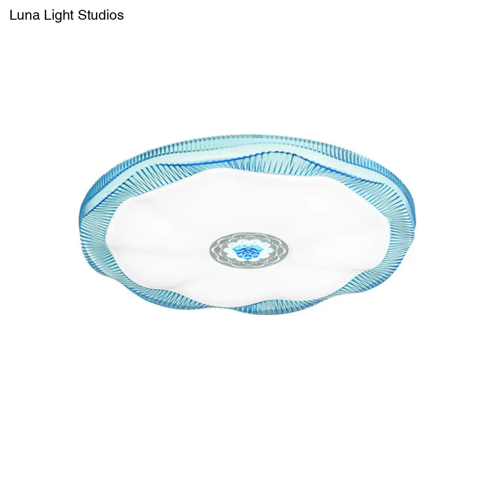 Blooming Flush Mount Ceiling Light For Bedroom Modern Acrylic Shade White/Blue/Gold Warm/White –