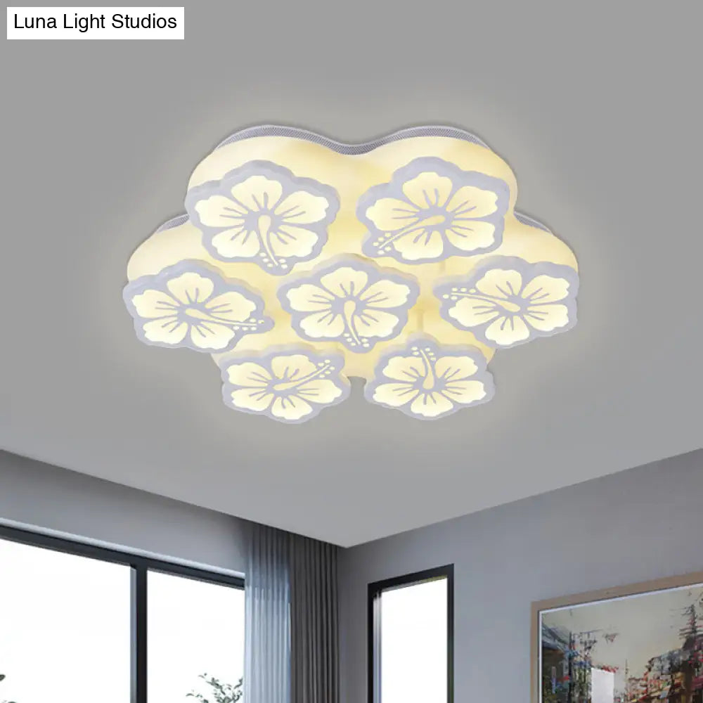 Blossom Acrylic Led Flush Mount Ceiling Light: Simple & Elegant 5/7/12 Head Options In