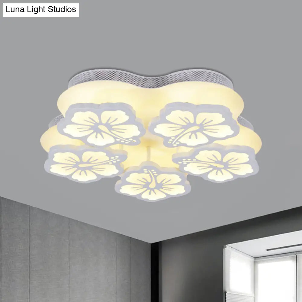 Blossom Acrylic Led Flush Mount Ceiling Light: Simple & Elegant 5/7/12 Head Options In