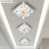 Blossom Crystal Flush Mount Led Ceiling Light With Square Frame - Warm/White