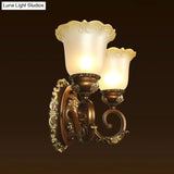 Blossom Shaped Retro-Style Crystal Sconce Wall Light In Brown