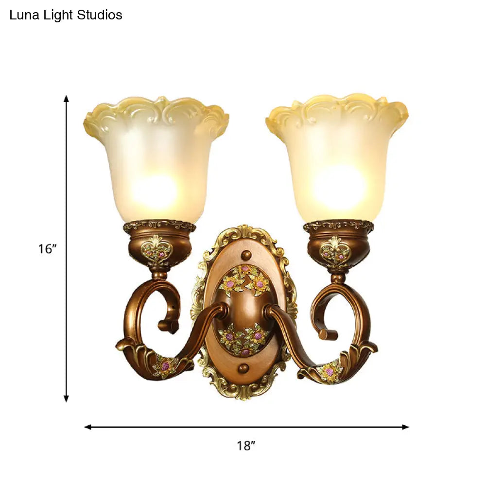 Blossom Shaped Retro-Style Crystal Sconce Wall Light In Brown