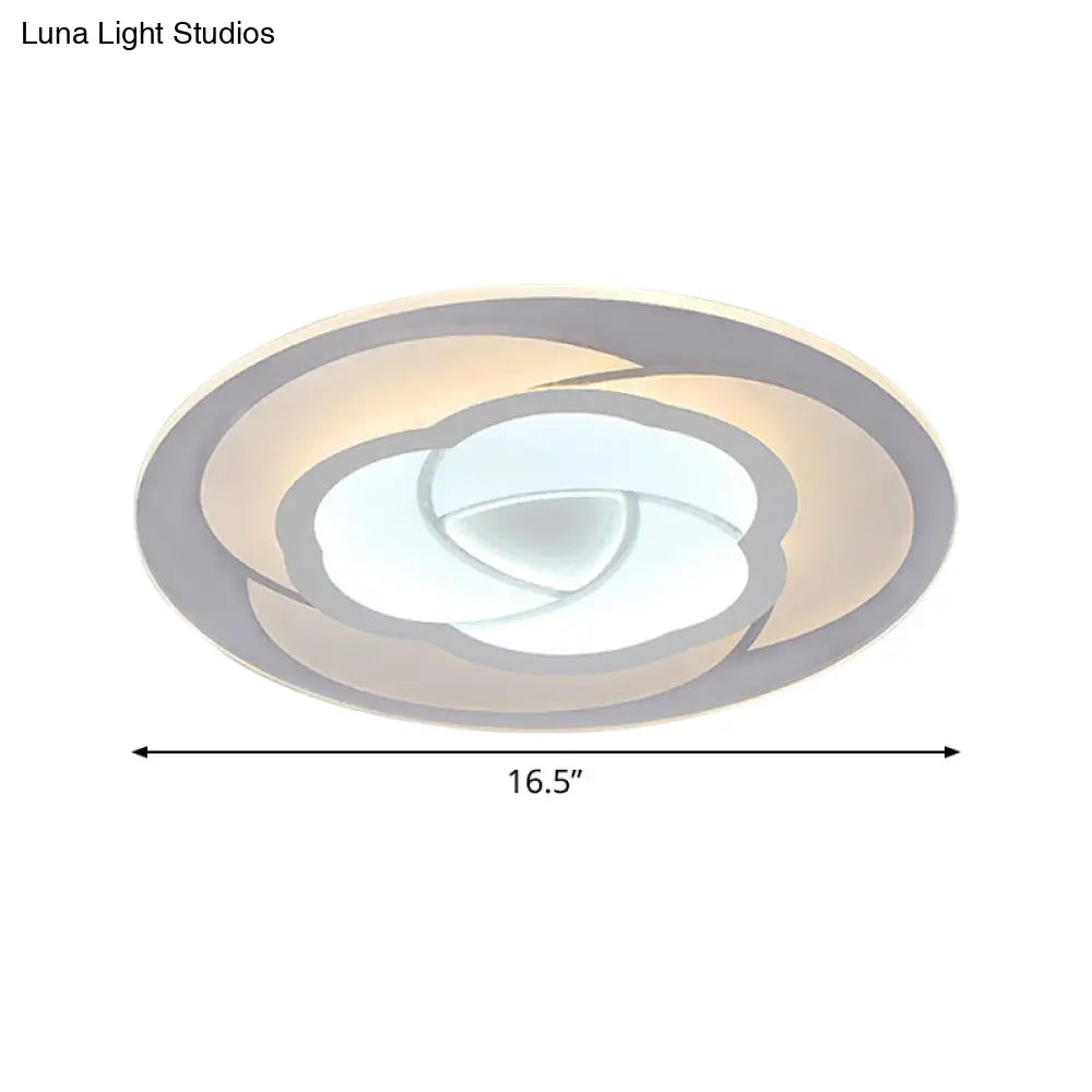 Blossom Ultra Thin Acrylic Flushmount Modernism White Led Ceiling Light 16.5’/20.5’ Warm/White