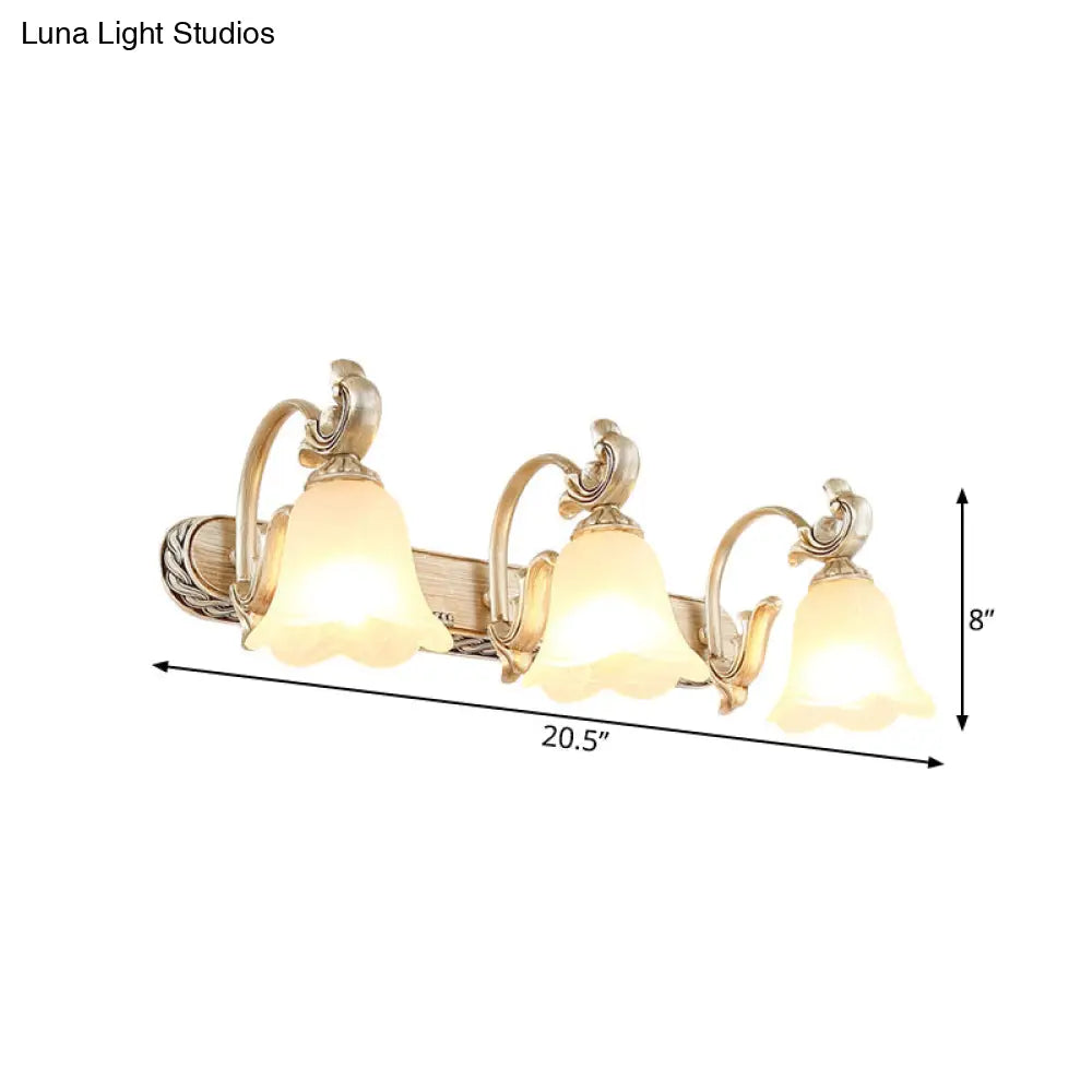 Blossom Vanity Lighting - Cream Glass Brass Wall Lamp Sconce With Curvy Arm