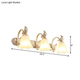 Blossom Vanity Lighting - Cream Glass Brass Wall Lamp Sconce With Curvy Arm