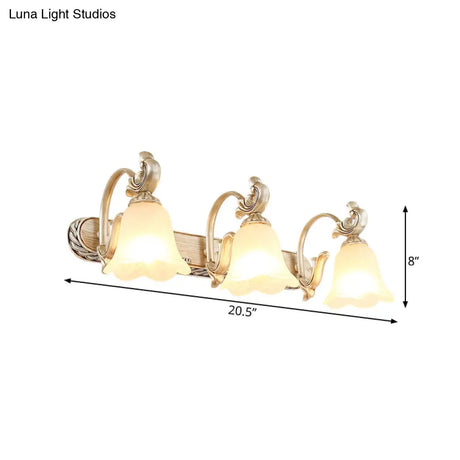 Blossom Vanity Lighting - Cream Glass Brass Wall Lamp Sconce With Curvy Arm