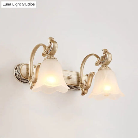 Blossom Vanity Lighting - Cream Glass Brass Wall Lamp Sconce With Curvy Arm