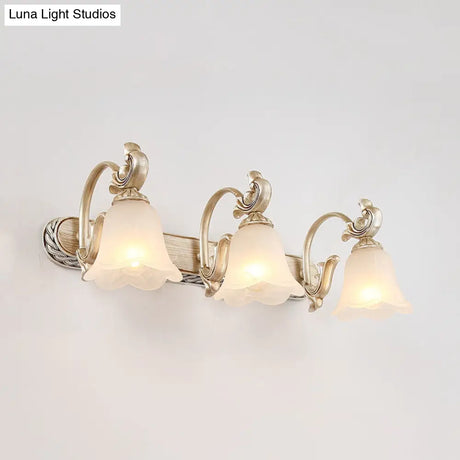 Blossom Vanity Lighting - Cream Glass Brass Wall Lamp Sconce With Curvy Arm