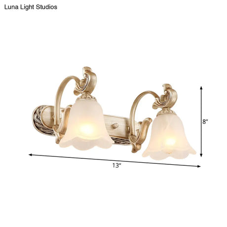 Blossom Vanity Lighting - Cream Glass Brass Wall Lamp Sconce With Curvy Arm