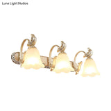 Blossom Vanity Lighting - Cream Glass Brass Wall Lamp Sconce With Curvy Arm