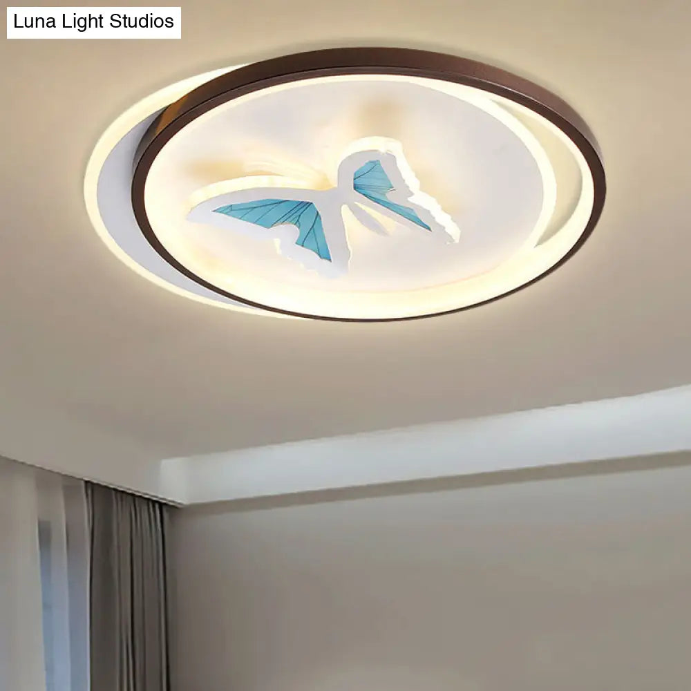 Blue Acrylic Butterfly Ceiling Lamp - Modern Contemporary Flush Mount Light