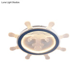 Blue Anchor Mediterranean Flush Mount Led Ceiling Light For Living Room
