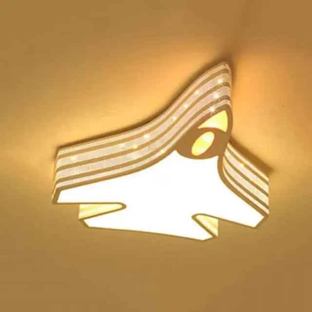 Blue Cartoon Flush Ceiling Lamp For Childs Bedroom Or Plane-Themed Bathroom
