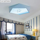 Blue Cartoon Geometry Flush Ceiling Light For Kid’s Bedroom