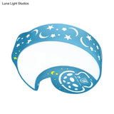 Blue Cartoon Moon Ceiling Lamp For Kindergarten With Acrylic Flush Mount