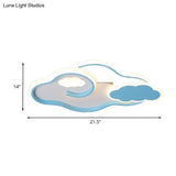 Blue Cloud Led Ceiling Light For Kids’ Room With Nordic Design And Acrylic Shade