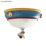 Blue Dome Ceiling Light For Kids’ Bedroom - 3 - Light Resin Flushmount Lamp