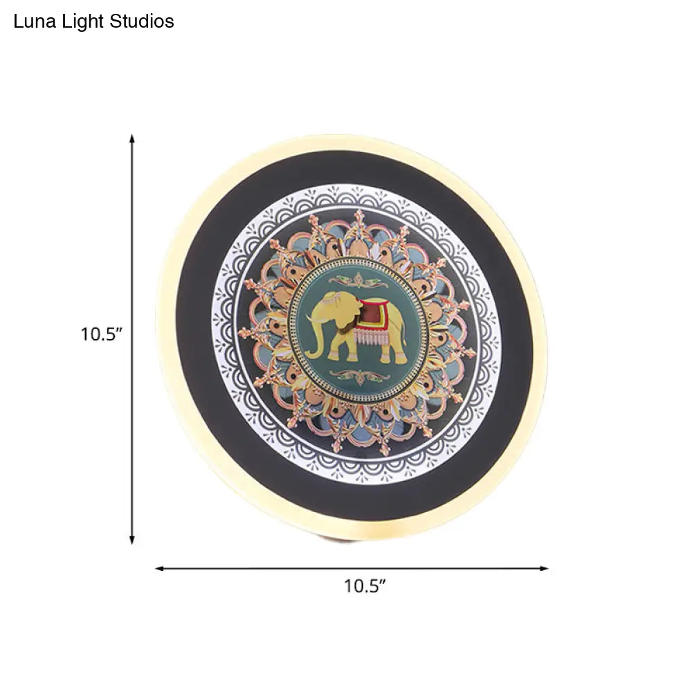 Blue Elephant Wall Lamp: Moroccan-Inspired Led Fixture For Bedside Or Mural