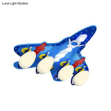 Blue Jet Flushmount Ceiling Light With Cartoon Design - 4 Bulbs White Glass Shade