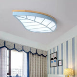 Blue Leaf Led Ceiling Lamp For Child’s Bedroom - Cartoon Acrylic Flush Mount Light / 16’ White