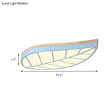 Blue Leaf Led Ceiling Lamp For Child’s Bedroom - Cartoon Acrylic Flush Mount Light