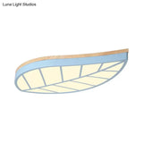 Blue Leaf Led Ceiling Lamp For Child’s Bedroom - Cartoon Acrylic Flush Mount Light