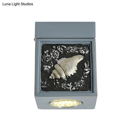 Blue/Light Blue Shell Design Kids Ceiling Light - Cubic Corridor Resin Flush Mount Fixture 1 - Light