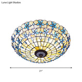 Blue Mediterranean Flush Light With 3/4 Shell Heads - 16’/21’ Width